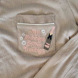 New Plush Women's Tan Pajama Set with White Trim LA|TC